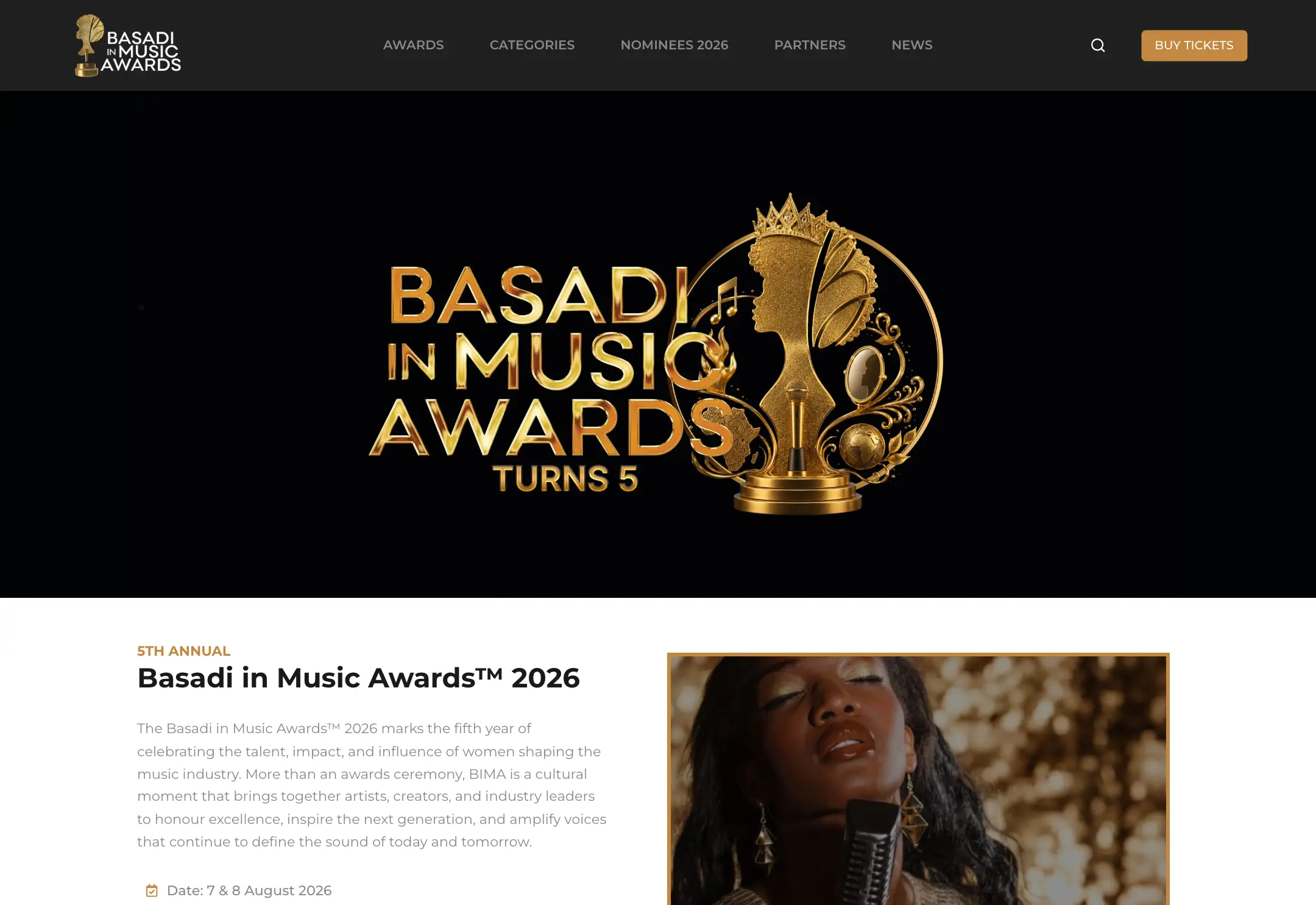 The Basadi In Music Awards website