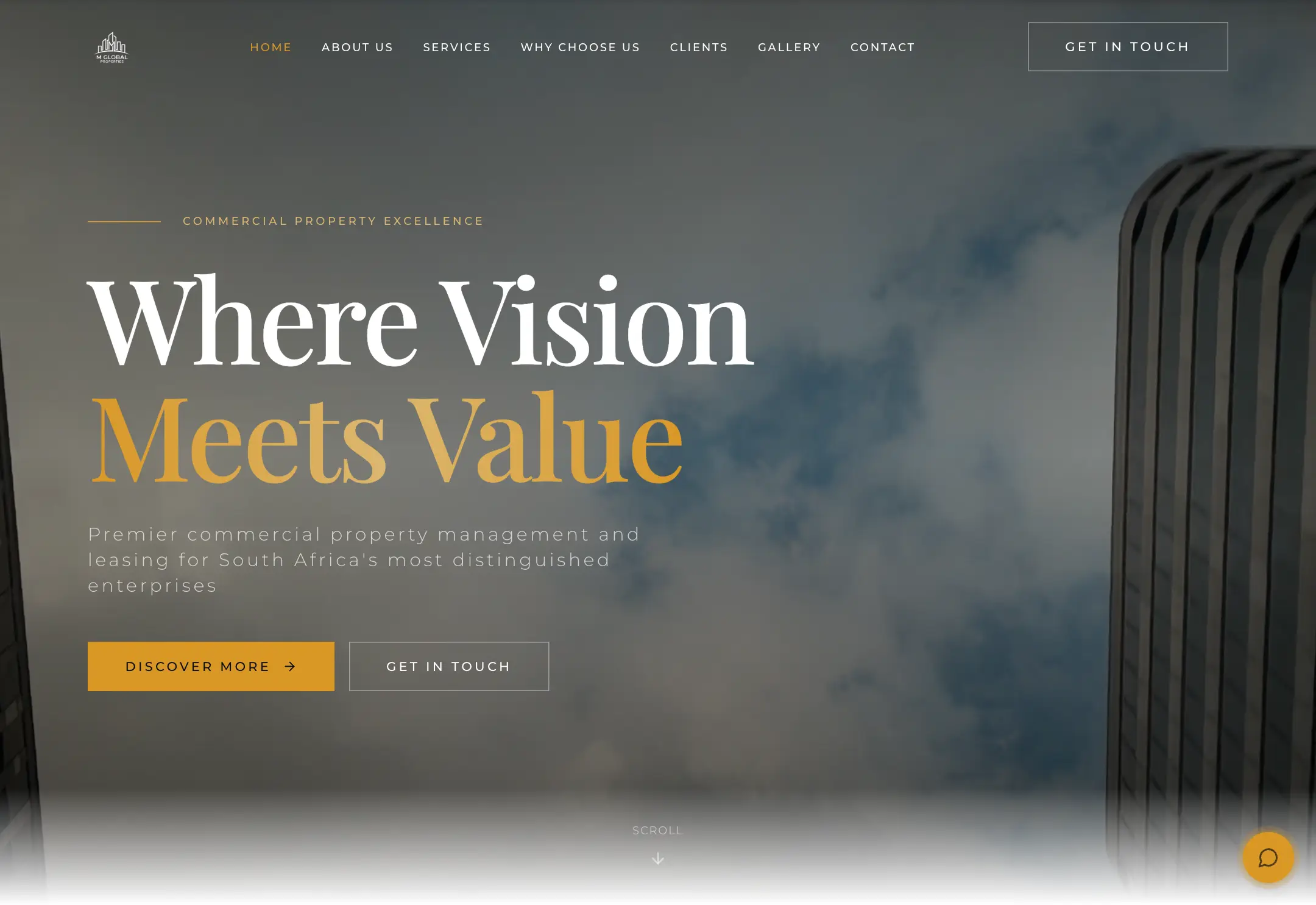 The M Global Properties website, built by ZTDEV Studios
